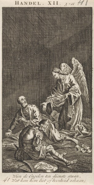 Liberation of Peter from prison, Jan Luyken, Anonymous, 1712