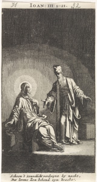 Conversation between Christ and Nicodemus, Jan Luyken, Anonymous, 1712