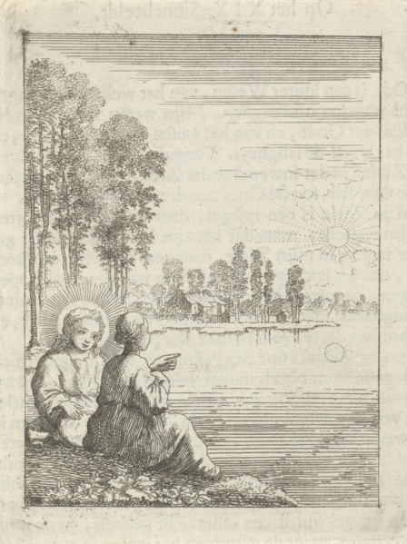 Christ and the personified soul behold the sun, Jan Luyken, Pieter Arentsz (II), 1678 - 1687