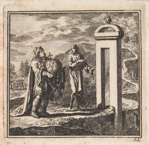 To pass through the narrow gate that leads to the narrow road, the man carrying the globe is too