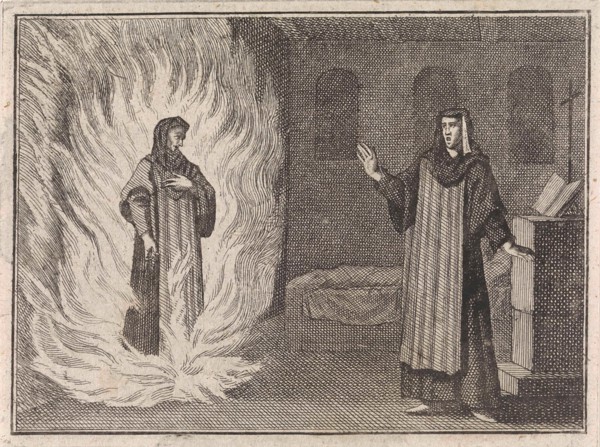Johanna Catherine appears as a spirit in purgatory for her friend Magdalena S. Ã  Alexio, print