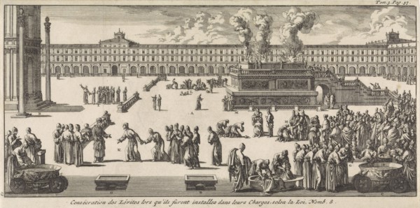 Consecration of the Levites, print maker: Jan Luyken, Pieter Mortier, 1705
