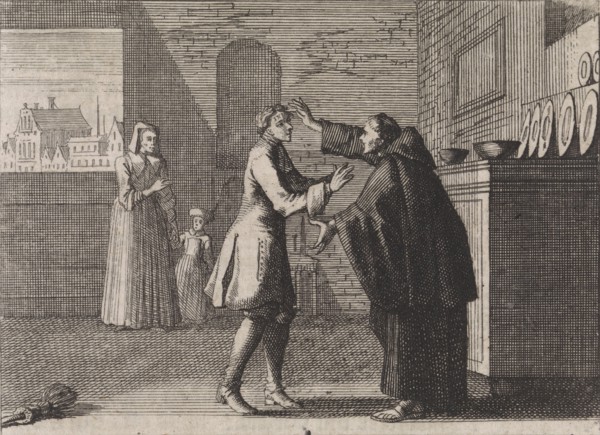 Monk converts a man, Caspar Luyken, Christoph Weigel, 1704