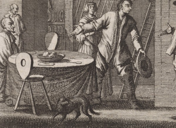 Farmer receives devils in his house, Caspar Luyken, Christoph Weigel, 1704