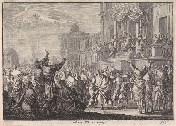 Death of Herod Agrippa, Jan Luyken, Pieter Mortier, 1703 - 1762