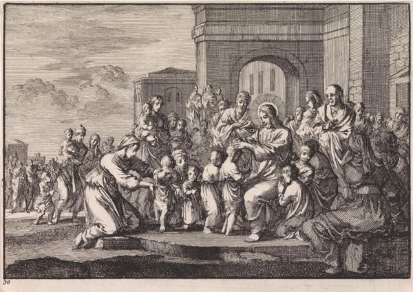 Christ blessing the children, Jan Luyken, Pieter Mortier, 1703-1713