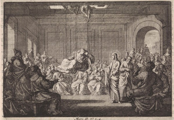 Healing of a paralytic, Jan Luyken, Pieter Mortier, 1703 - 1762