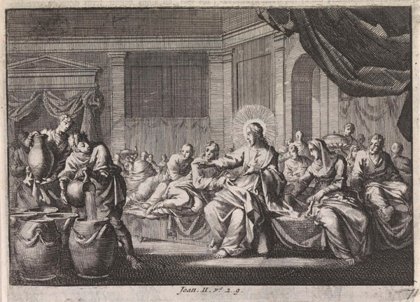 Christ at the wedding at Cana, Israel, Jan Luyken, Pieter Mortier, 1703 - 1762