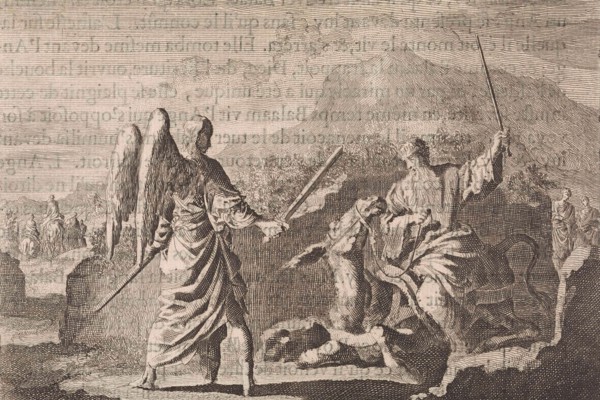 Balaam (Balaam), and the angel, Jan Luyken, Pieter Mortier, 1703 - 1762