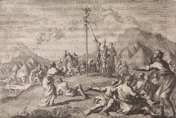 Creation of the brazen serpent, Jan Luyken, Pieter Mortier, 1703-1762