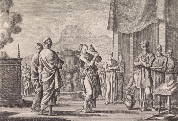 Ceremony which tests female infidelity, Jan Luyken, Pieter Mortier, 1703 - 1762