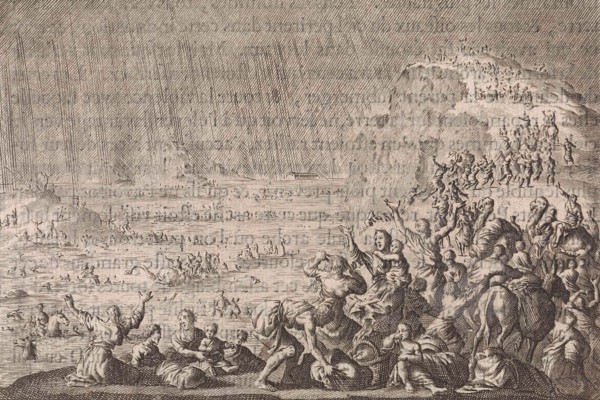Beginning of the Flood, Jan Luyken, Pieter Mortier, 1703 - 1762