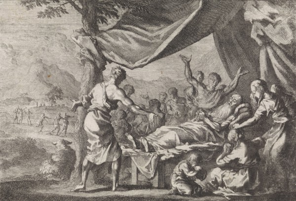 Adam's deathbed, Jan Luyken, Pieter Mortier, 1703-1762