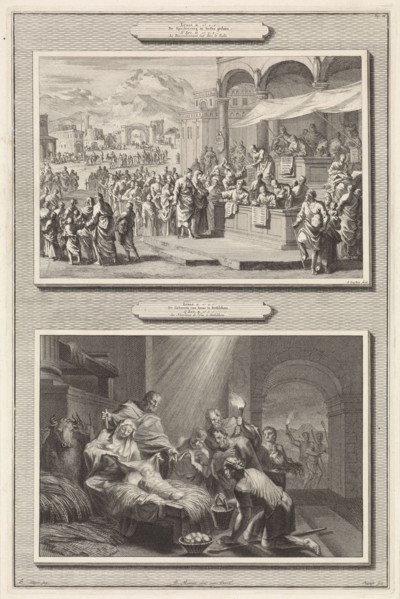 Census at Bethlehem and the adoration of the shepherds, Jan Luyken, Jacobus Baptist, Pieter