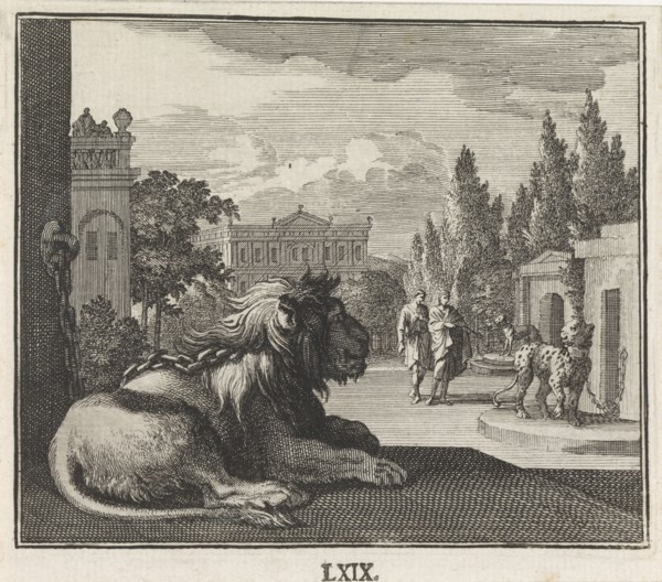 Emblem: wild animals, Caspar Luyken, Christoph Weigel, 1695 - 1705