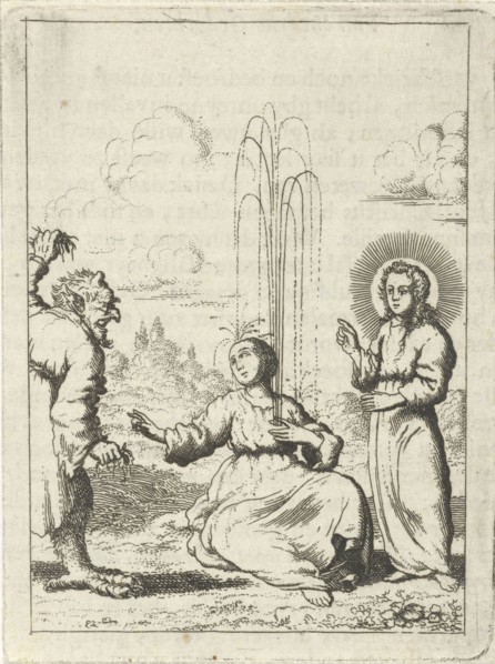 Christ shows a fountain in the heart of the personified soul, Jan Luyken, Pieter Arentsz II,