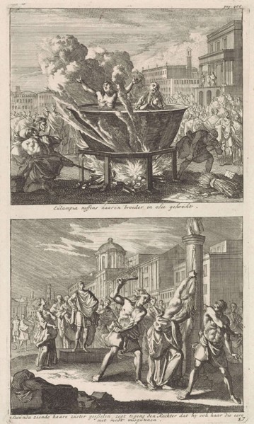 Holy Eulampia and her brother are boiled alive in oil and the Martyrdom of Saint Rufina Rome, Jan