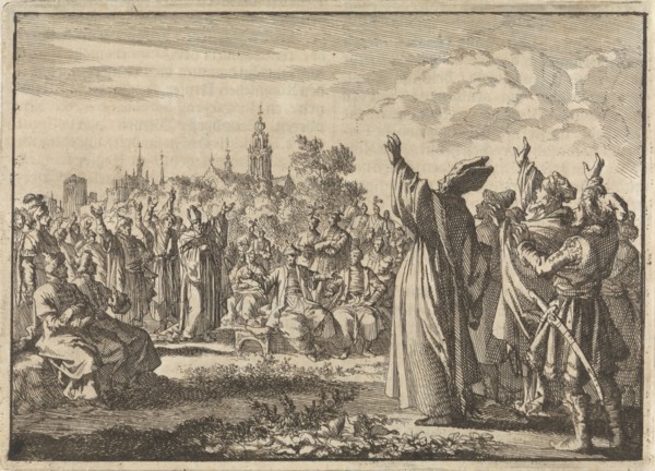 Polish Parliament where one party proclaims Augustus II the Strong as king and the other party