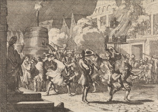 Joy in Paris following the false news of the death of William III at the Battle of the Boyne, 1690,