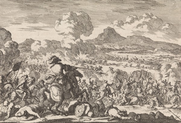 Victory of Prince Eugene against the Turks on the Tisza, 1697, Jan Luyken, Pieter van der Aa (I),