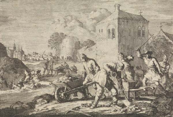 Reformed ministers in Hungary condemned to toil, 1674, print maker: Jan Luyken, Pieter van der Aa