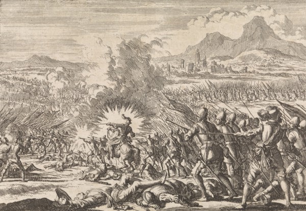 Victory of the Portuguese against the Spaniards in Villaviciosa, 1665, Jan Luyken, Pieter van der