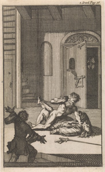 Don Clarazel attacked in Marseille by the insane brother's worth, Caspar Luyken, Johannes Broersz,