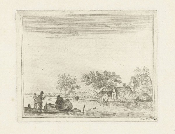River view with rowing boat at Rijnsaterwoude, The Netherlands, DaniÃ«l Nicolaas Chimaer van