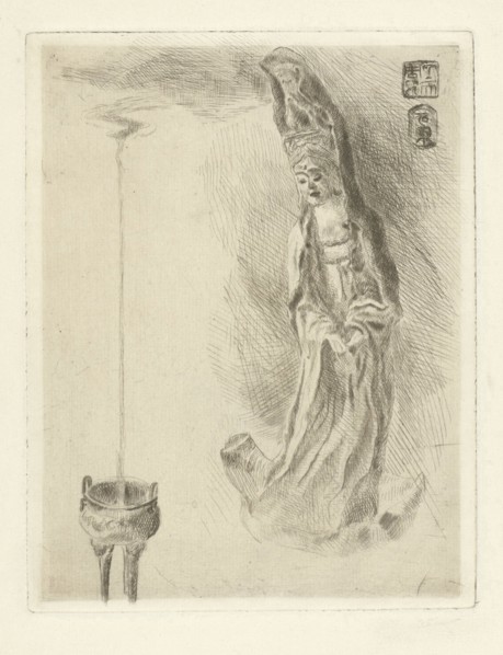 Statue of a Japanese goddess, print maker: Adriaan Pit
