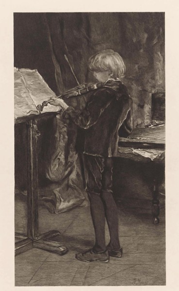 Young violin player, Willem Steelink (I), 1866 - 1928