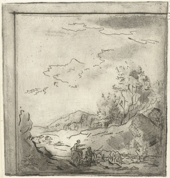 Landscape with rider and Shepherd, Louis Bernard Coclers John Janson, 1756-1817