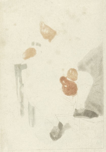 Seated farmer with pitcher, Cornelis Ploos van Amstel, 1763 - 1768