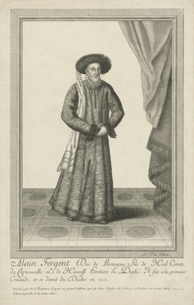 Portrait of Alain IV, Duke of Brittany, he wears a fur hat, print maker: Nicolas Pitau (I)