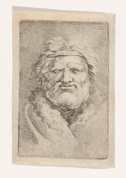 Bust of a man, print maker: Samuel van Hoogstraten possibly