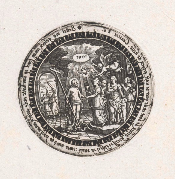 Medallion with a depiction of the marriage of Christ and his church, Dirck Strijcker, 1607 - 1677
