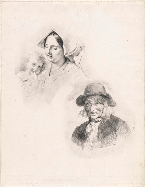 Woman with a child and old man, Louis Anthony Vintcent, 1822-1842