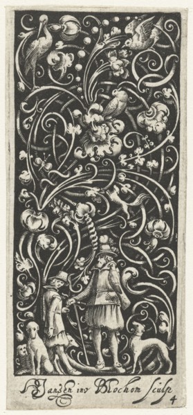 A falconer surrounded by dogs, Bartholomeus van Lochom, Hans Janssen, Frederik de Wit, after 1680 -