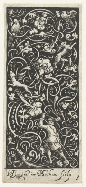 Hunter with long stick, Bartholomew of Lochom, Frederik de Wit, after 1680-1690