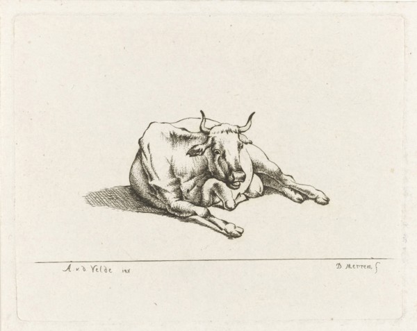 Lying cow, D. Merrem, 1700 - 1800