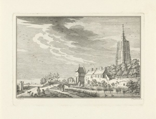 View of the Heukelumse Gate in Asperen, The Netherlands, Caspar Jacobsz. Philips, 1758