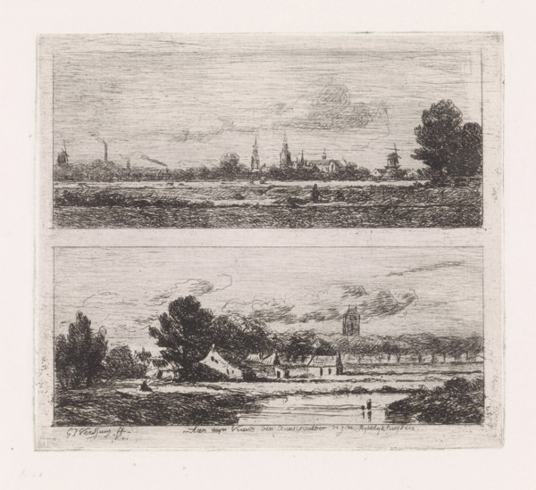 Two landscapes, Gijsbertus Johannes Verspuy, Hermanus Jan Hendrik van Rijkelijkhuysen, 1833 - 1862