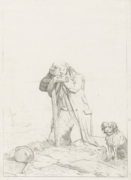 Beggar at a cemetery, Karel Frederik Bombled, 1832 - 1902