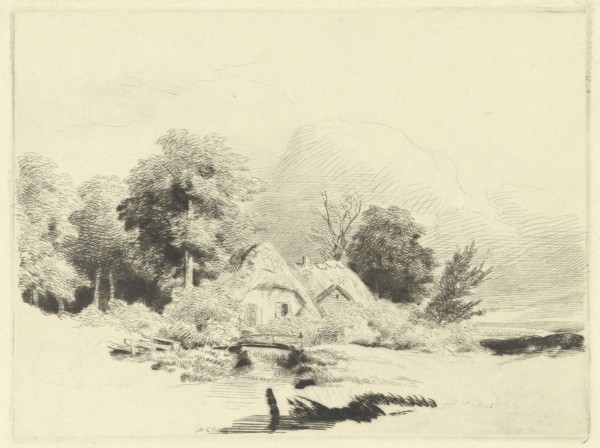 Farm at a small bridge, Remigius Adrianus Haanen c. 1827 - 1888, Remigius Adrianus Haanen, c. 1827