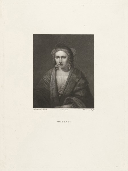 Portrait of a woman with pearl earrings, print maker: Lambertus Antonius Claessens, Rembrandt