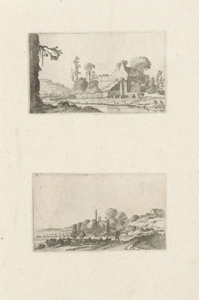 Ruin converted to a farmhouse and hikers in the dunes, Gillis Scheyndel I, 1605-1653