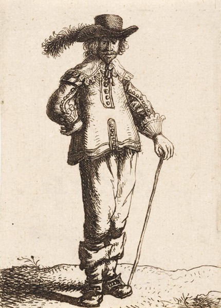 Man with hat and cane, Jan Gillisz. van Vliet, 1635