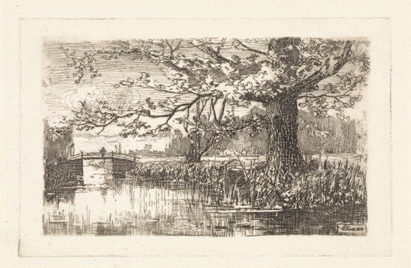 Landscape with tree and bridge, Elias Stark, 1886