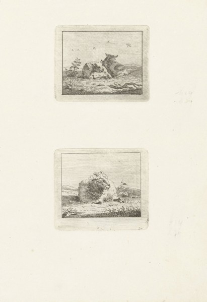 Two scenes with sheep, Jan Matthias Cok, 1735 - 1771