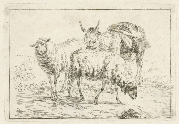 Donkey and two sheep, Frédéric Théodore Faber, 1805