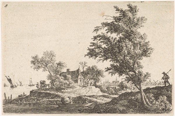 House on the waterfront, print maker: Anthonie Waterloo, Basan et Poignant, Pierre FranÃ§ois Basan,